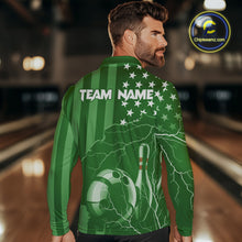 Load image into Gallery viewer, Personalized Green American flag Lightning thunder Custom Bowling Team Shirts For Mens Bowling Jersey NQS10487