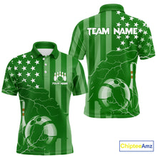 Load image into Gallery viewer, Personalized Green American flag Lightning thunder Custom Bowling Team Shirts For Mens Bowling Jersey NQS10487