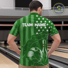 Load image into Gallery viewer, Personalized Green American flag Lightning thunder Custom Bowling Team Shirts For Mens Bowling Jersey NQS10487