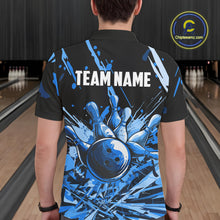 Load image into Gallery viewer, Blue bowling jerseys Bowling Polo, 1/4 Zip Shirt for Men Custom Bowling Team shirts for bowlers NQS11083