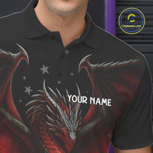 Load image into Gallery viewer, Custom Black And Red Dragon Bowling Shirts For Men, Team Bowling League Shirts NQS11090