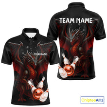 Load image into Gallery viewer, Custom Black And Red Dragon Bowling Shirts For Men, Team Bowling League Shirts NQS11090
