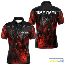 Load image into Gallery viewer, Black And Red Dragon Bowling Shirts For Men Custom Name Team Bowling League Jersey, Bowling Gifts NQS11091