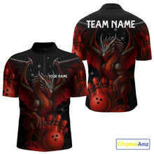 Load image into Gallery viewer, Black And Red Dragon Bowling Shirts For Men Custom Name Team Bowling League Jersey, Bowling Gifts NQS11091