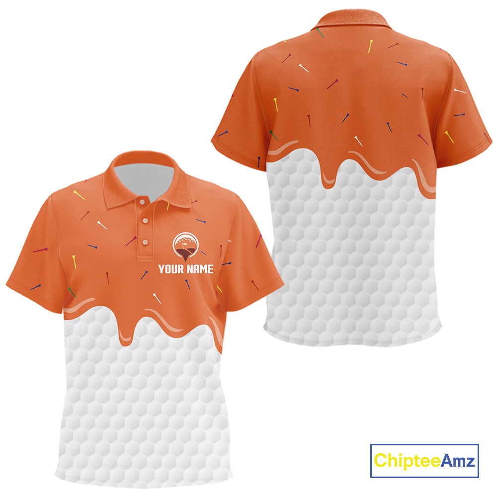 Kid golf polo shirts custom orange Ice Cream Melting On Golf Ball, golf gifts for Kid NQS9989