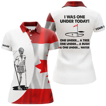 Load image into Gallery viewer, Women golf polo shirt Canadian flag white golf skull custom I was one under today tree, bush and water NQS5790
