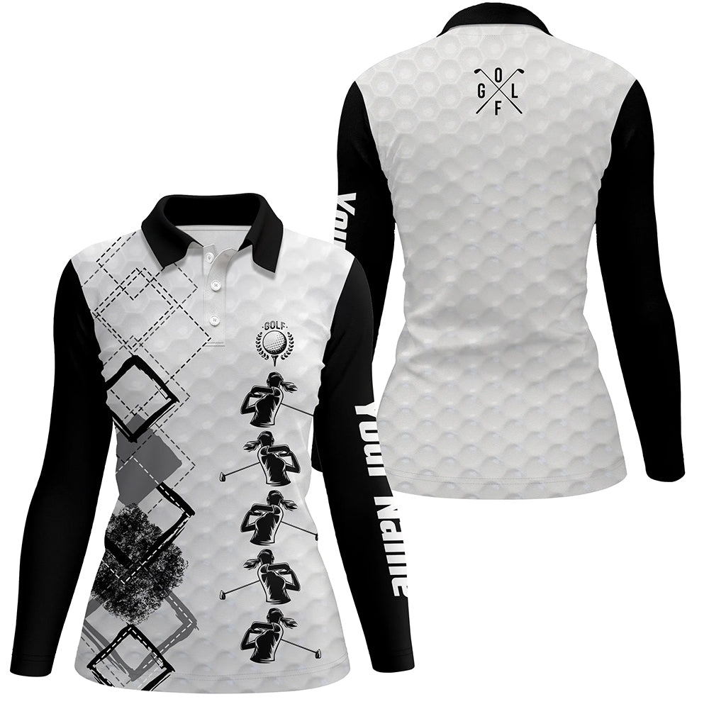 Black and white Womens golf polo shirts custom name women's golf apparel, gifts for golf lovers NQS3956