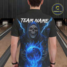 Load image into Gallery viewer, Blue Flame Lightning Thunder Skull Reaper Bowling Shirts for Men Custom Bowling Team League Jersey NQS10908