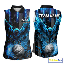 Load image into Gallery viewer, Black American flag Sleeveless Golf polos Custom blue lightning thunder Eagle patriotic team Golf top NQS11093