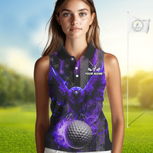 Load image into Gallery viewer, Black American flag Sleeveless polo shirt Custom purple lightning thunder Eagle patriotic Golf top NQS11094