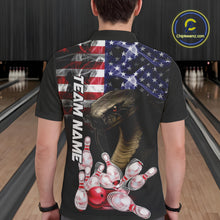 Load image into Gallery viewer, Smoke American Flag Cobra Snake Bowling Shirts for Men Custom patriotic Team Bowling jerseys NQS10286