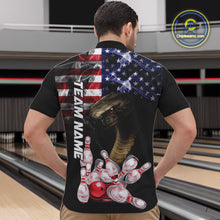 Load image into Gallery viewer, Smoke American Flag Cobra Snake Bowling Shirts for Men Custom patriotic Team Bowling jerseys NQS10286