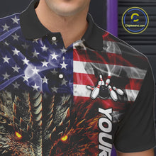 Load image into Gallery viewer, American Flag Dragon Bowling Polo, Quarter Zip Shirts for Men Custom patriotic Team Bowling jerseys NQS10288