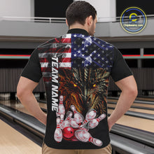 Load image into Gallery viewer, American Flag Dragon Bowling Polo, Quarter Zip Shirts for Men Custom patriotic Team Bowling jerseys NQS10288