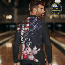 Load image into Gallery viewer, American Flag Panther Bowling Polo, Quarter Zip Shirts for Men Custom patriotic Team Bowling jerseys NQS10289