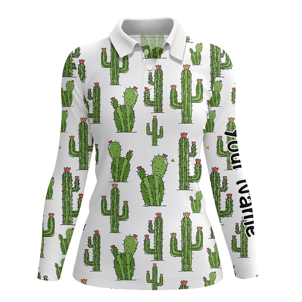 Personalized Funny Cactus pattern Women golf polo shirts custom cactus golf shirt, golfer gifts NQS8323