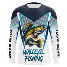Load image into Gallery viewer, Personalized Walleye fishing Tournament Long Sleeve Fishing Shirts, Walleye Fishing Jersey | Blue NQS9225