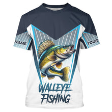 Load image into Gallery viewer, Personalized Walleye fishing Tournament Long Sleeve Fishing Shirts, Walleye Fishing Jersey | Blue NQS9225