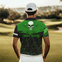 Load image into Gallery viewer, Black and Green Skull Golf Custom Men golf polo shirts, personalized golf tournament jerseys for team NQS9585