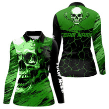 Load image into Gallery viewer, Black and Green Skull Golf Custom Women golf polo shirts, personalized golf tournament jersey for team NQS9585
