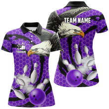 Load image into Gallery viewer, Eagle bowling ball and pins Purple camo custom Womens Bowling Polo Shirts, team ladies bowling jerseys NQS7515
