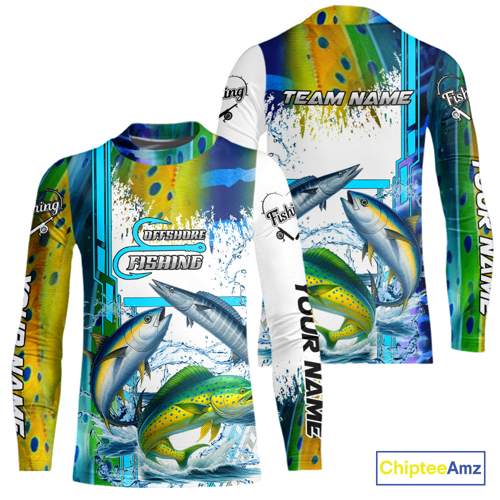 Mahi Mahi, Wahoo, Tuna slam fishing scales custom fishing team jerseys, Offshore fishing apparel NQS9997