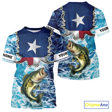 Load image into Gallery viewer, Texas Bass Fishing blue ocean camo custom Largemouth Bass long sleeves performance fishing shirts NQS9999