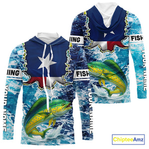 Texas Mahi Mahi Fishing blue ocean camo custom Mahi Mahi long sleeves performance fishing shirts NQS10000