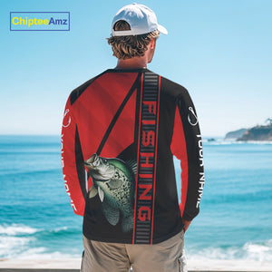 Black and red Crappie Fishing Custom UV protection Long sleeve fishing shirts For Men, Women NQS10162