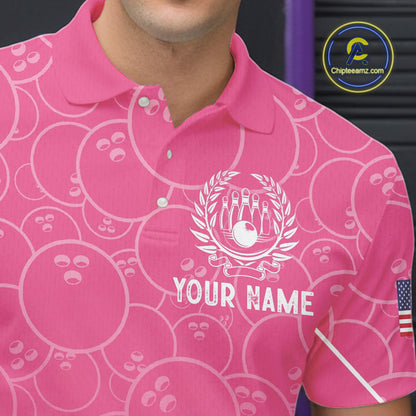 Pink bowling camo Mens bowling shirts Custom American flag patriotic bowling team league jerseys NQS10714