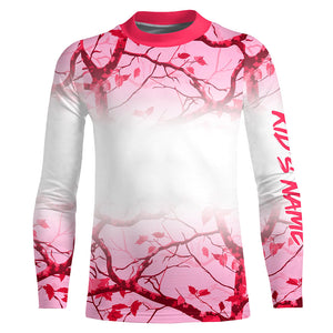 Personalized name White and Pink Camo performance long sleeve team fishing tournament shirts for women NQS9241