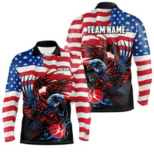 Load image into Gallery viewer, Personalized Eagle Bowling Shirts for Men, Custom Team&#39;s Name American Flag Cool Bowler Jerseys NQS7891