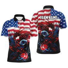Load image into Gallery viewer, Personalized Eagle Bowling Shirts for Men, Custom Team&#39;s Name American Flag Cool Bowler Jerseys NQS7891