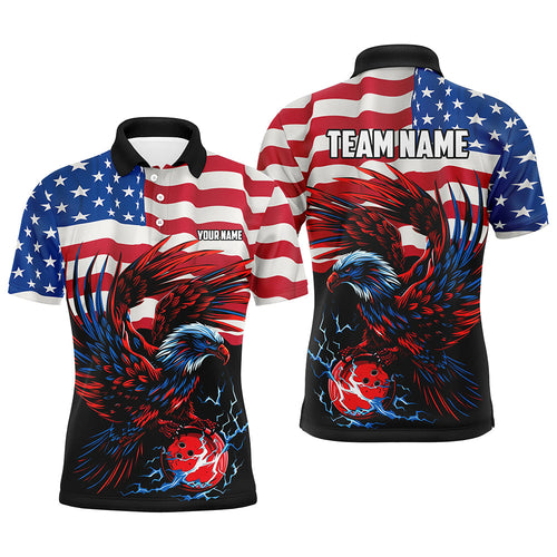 Personalized Eagle Bowling Shirts for Men, Custom Team's Name American Flag Cool Bowler Jerseys NQS7891