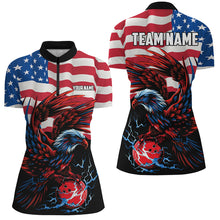 Load image into Gallery viewer, Personalized Eagle Bowling Shirts for Women, Custom Team&#39;s Name American Flag Cool Bowler Jerseys NQS7891