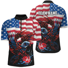 Load image into Gallery viewer, Personalized Eagle Bowling Shirts for Men, Custom Team&#39;s Name American Flag Cool Bowler Jerseys NQS7891