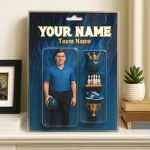 Load image into Gallery viewer, Custom Face and Name toy box Bowling Acrylic Plaque, gift for team men bowlers NQS10103