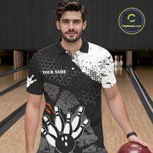 Load image into Gallery viewer, Black and white Mens bowling shirts Custom retro Turkey bowling Thanksgiving bowling team jersey NQS10723