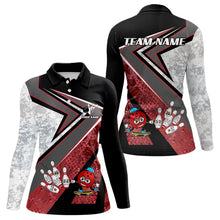 Load image into Gallery viewer, Funny Bowling ball and Pins Women bowling shirt Custom Camo Bowling Team Jersey, gift for Bowler | Red NQS9604