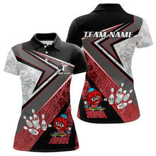 Load image into Gallery viewer, Funny Bowling ball and Pins Women bowling shirt Custom Camo Bowling Team Jersey, gift for Bowler | Red NQS9604