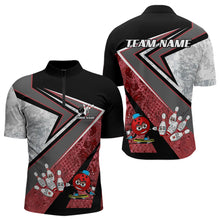 Load image into Gallery viewer, Funny Bowling ball and Pins Mens bowling shirt Custom Camo Bowling Team Jersey, gift for Bowler | Red NQS9604