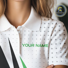 Load image into Gallery viewer, Black, White and Green Golf polo shirts For Women custom ladies golf top, unique golf gift NQS10010