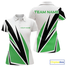 Load image into Gallery viewer, Black, White and Green Golf polo shirts For Women custom ladies golf top, unique golf gift NQS10010