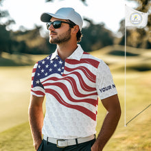 Load image into Gallery viewer, Red, White and Blue American Flag Men golf polo shirts custom men&#39;s patriotic golf apparel NQS10169