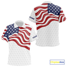 Load image into Gallery viewer, Red, White and Blue American Flag Kid golf polo shirts custom Kid&#39;s patriotic golf apparel NQS10169