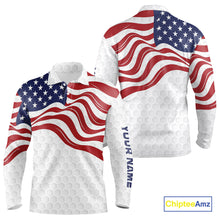 Load image into Gallery viewer, Red, White and Blue American Flag Men golf polo shirts custom men&#39;s patriotic golf apparel NQS10169