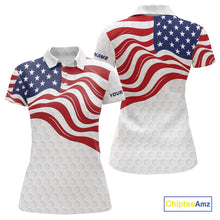 Load image into Gallery viewer, Red, White and Blue American Flag Women golf polo shirts custom women&#39;s patriotic golf apparel NQS10169