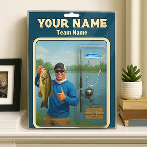 Bass Fisherman Toy box Acrylic Plaque Custom Name and Face, Personalized Bass Fishing Gifts NQS10110