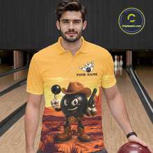 Load image into Gallery viewer, Funny Bowling Cowboy gun desert Mens Bowling Polo, 1/4 Zip Shirts Custom Funny bowling team jerseys NQS11127