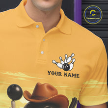Load image into Gallery viewer, Funny Bowling Cowboy gun desert Mens Bowling Polo, 1/4 Zip Shirts Custom Funny bowling team jerseys NQS11127